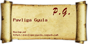 Pavliga Gyula névjegykártya